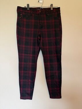 Liverpool Jacqueline Burgundy and Black Plaid Skinny Pants